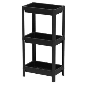 Estante Plástico 3 Prateleiras Geo Base Preto 76,5x36x23 Grifit