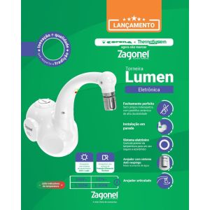 Torneira para Cozinha de Parede Eletrônica Branco Lumen Zagonel