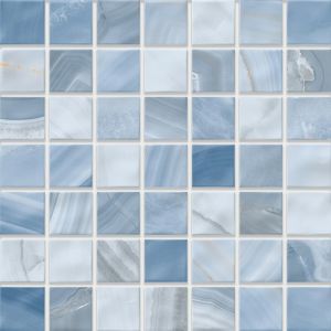 Piso Cerâmico Monterrey Brilhante Azul Agua Bold Brilhante 34x34cm Incefra