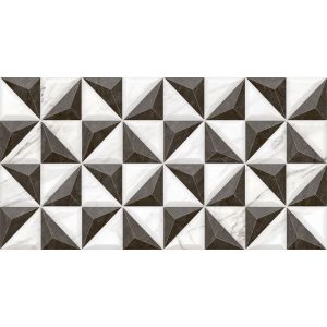 Piso Cerâmico Pr40601 Preto/branco Retificado Brilhante 40x75cm Ilhabella