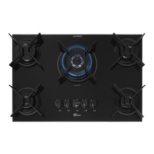 Cooktop a Gás 5 Bocas FIT Line Vidro Preto Bivolt Fischer