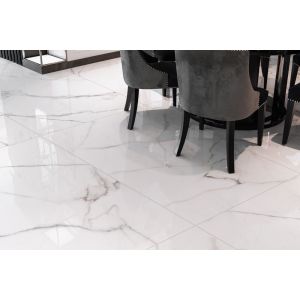 Piso Cerâmico Calacata Cristal Retificado Polido 61x116cm Ilhabella