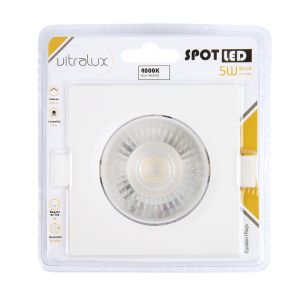 Spot LED Embutir Quadrado 5W Branco 4000K Bivolt Vitralux