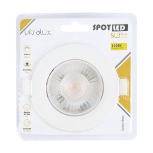 Spot LED Embutir Redondo 5W Branco 3000K Bivolt Vitralux