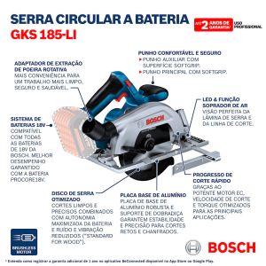 Serra Circular 18v Gks 185-li Azul Bosch
