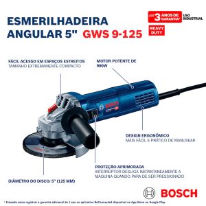 Esmerilhadeira 900w Gws 9-125 Azul 220V Bosch