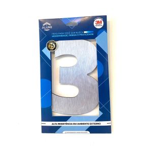 Numero Residencia 13cm Acm 3 Prata Esc Kami Acrilicos