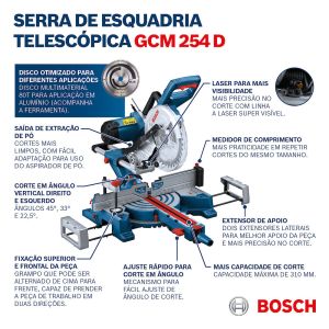Serra Meia Esquadria Manual 1800w Gcm 25 Azul 220V Bosch
