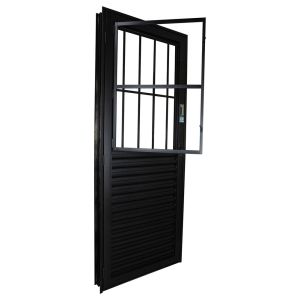 Porta de Abrir Alumínio 2,15M X 84CM R12 Postigo Standart Direita Preta CRV