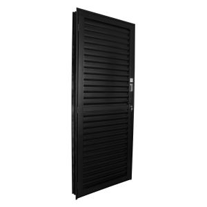 Porta de Abrir Alumínio 2,15M X 84CM R12 Laminada Veneziana Direita Preta CRV