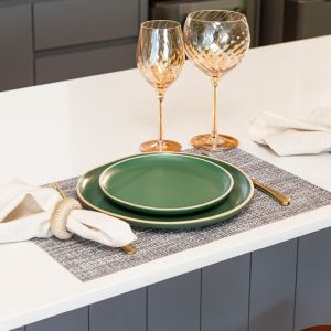 Kit Lugar Americano 30CM X 45CM Loom Cinza 2PCS Copa e Cia