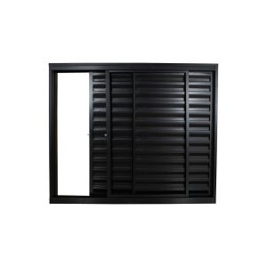 Janela Veneziana de Correr Alumínio 1,00M X 1,50M 3 Folhas 1 Fixa Standart Preta CRV
