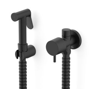 Ducha Higiênica Com Registro 1/2" E 3/4" Basic Preto Matte C/deriv Celite