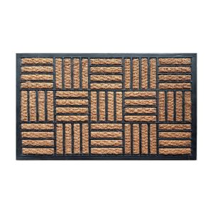 Capacho Fibra de Coco Quadrados Preto e Bege 45x75cm Kapazi