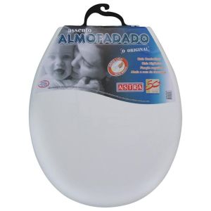 Assento Sanitário Poliéster Almofadado Convencional Bege Claro Astra