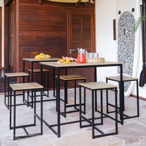 Mesa Bar Caribe 5 Peças Madeira Aço Fascino