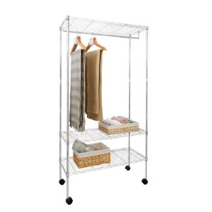 Arara com Prateleira Multifuncional 180x90 Prata Diagonal