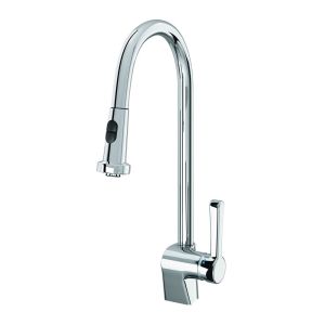 Torneira Misturador Monocomando para Cozinha de Mesa Bica Alta 1/2" Mangiare com Ducha Cromado Docol