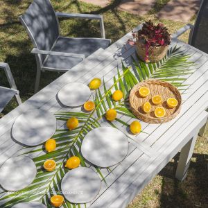 Mesa de Jantar para Jardim Extensível Siena Off White Alumínio Fascino