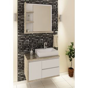 Espelheira para Banheiro MDF/MDP Sevilha Vintage/Branco 80cm C-linea