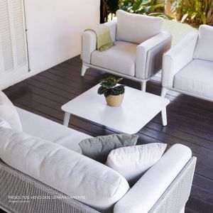 Conjunto Viena Mesa e Sofás 4 Peças Cinza Alumínio Fascino