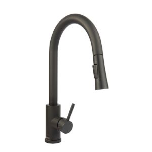 Torneira Misturador Monocomando de Mesa para Cozinha Bica Alta 1/2" Fonte Preto Addra