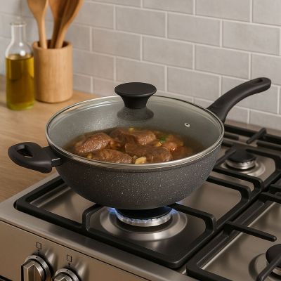 Panela Wok 32cm Mythos Cinza Casa&Ideia Tognana