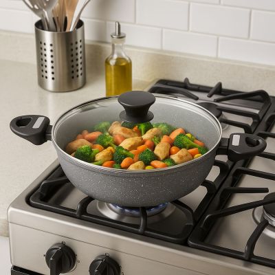 Frigideira com Tampa Mythos Cinza 26cm Casa&Ideia Tognana