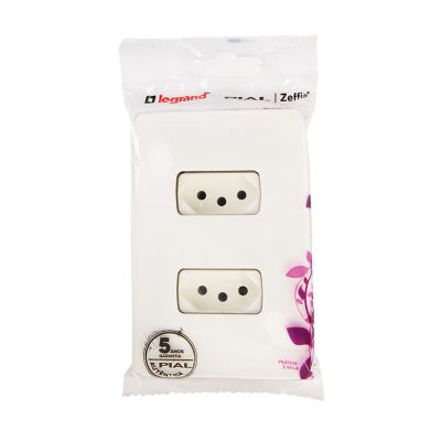 Conjunto Tomada Dupla 10A 2p+T 4x2 Zeffia Branca Legrand Pial