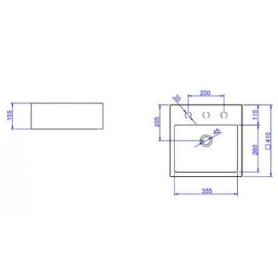 Cuba para Banheiro de Apoio Louça com Mesa Retangular Branca 35X31,5cm West Addra