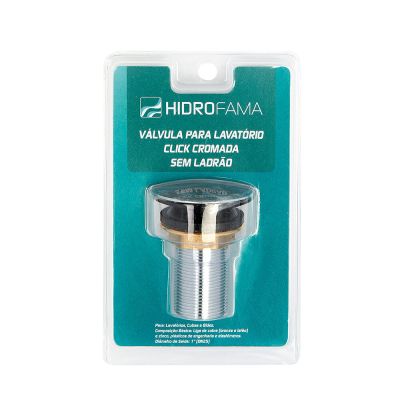Válvula para Lavatório Click Cromado Sem Ladrão 7/8" Hidrofama