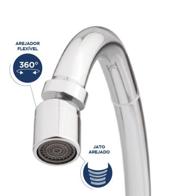 Torneira Misturador para Cozinha de Parede Bica Alta 1/2" Fluxo Cromado Addra