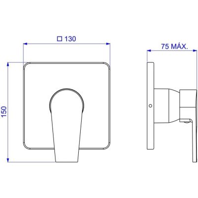 Acabamento Monocomando para Chuveiro 1/2" e 3/4" Level Cromado Deca
