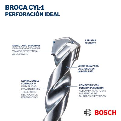 Kit Brocas CYL-1 para Pedra/Concreto 3 Peças Bosch