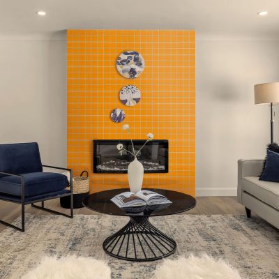 Revestimento Parede Quarter Laranja Bold Brilhante 20x20 Pierini