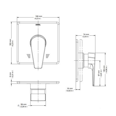 Acabamento Monocomando para Chuveiro/Ducha Higiência 1/2" Lift Cromado Docol