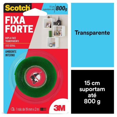 Fita Dupla Face 3M Fixa Forte 1,9cmx2m Transparente HB004419881