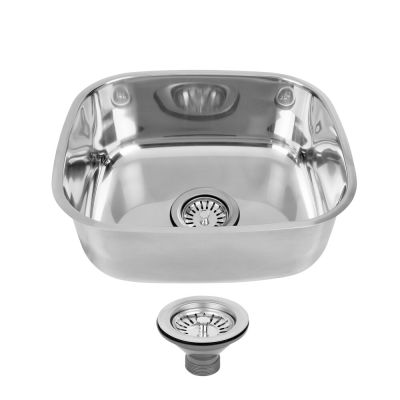 Cuba para Cozinha de Embutir Com Válvula Alto Brilho Inox Simples 43x37cm Addra