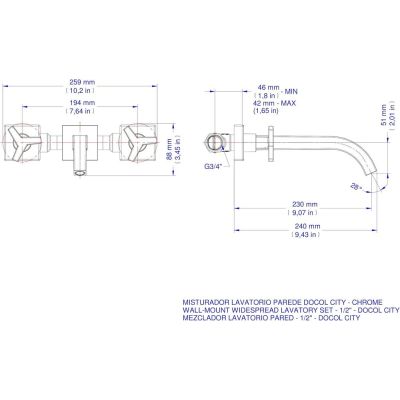 Torneira Misturador para Banheiro de Parede 1/2" DocolCity Cromado Docol