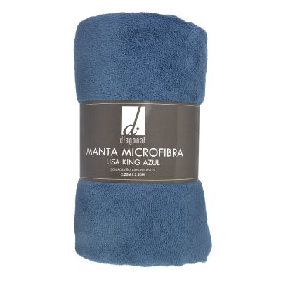 Manta Microfibra Lisa King 2,20x2,40m Azul Diagonal