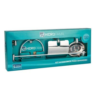 Kit de Acessórios para Banheiro Hidrofama Junior 5 Peças Cromado