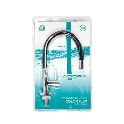 Torneira para Cozinha de Mesa Bica Alta 1/2" Fluir Flex Preta Addra