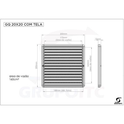 Grade de Ventilação ITC Quadrada 20x20cm GQ2020