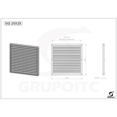 Grade de Ventilação 25x25cm Quadrada com Tela ITC