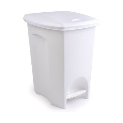 Lixeira de Plástico Basculante Plasútil Prática 50L Branca