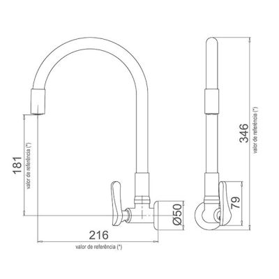 Torneira de Parede para Cozinha 1178 B27 1/2" Black Lorenzetti