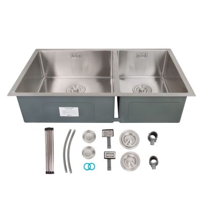 Cuba para Cozinha de Sobrepor/Embutir Dupla com Acessórios Aço Inox 83x45cm Addra