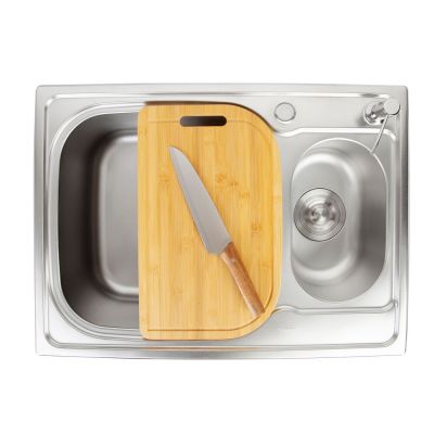 Cuba para Cozinha de Sobrepor/Embutir Dupla com Acessórios Aço Inox 69x50 Addra