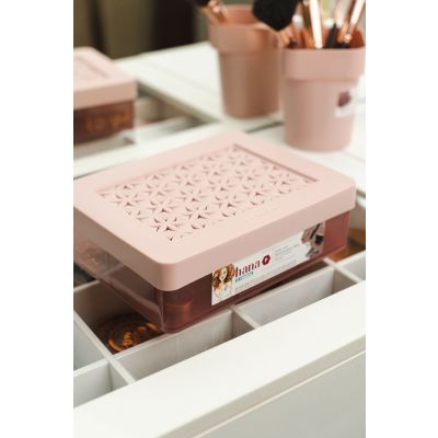 Caixa Hana com Divisória Rosa P 15x20x6,2cm