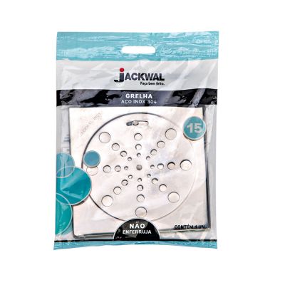 Grelha para Ralo Quadrada Jackwal 15cm Inox com Fecho